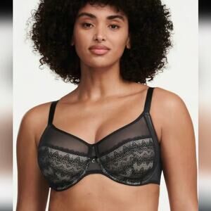 Chantelle C15710 Revele Moi Black Lace Perfect Fit Underwire Bra 36DDDD
